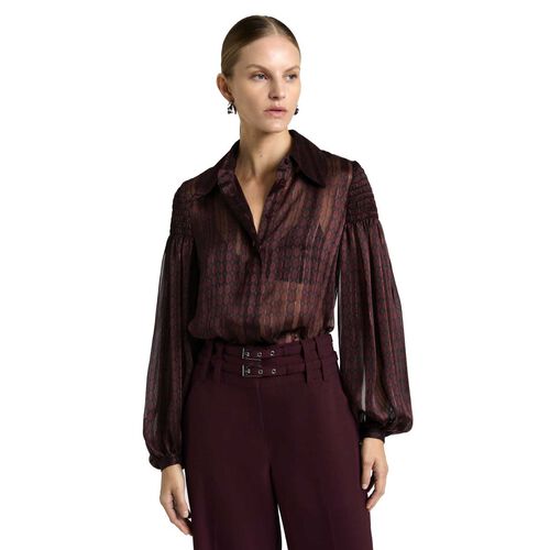 Cue Merlot Lurex Geo Shirt